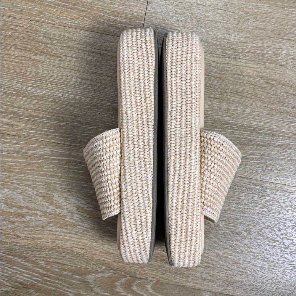 Steve Madden Beachy Natural Platform Slide on Sandal Rattan Size 8 - Picture 6 of 10